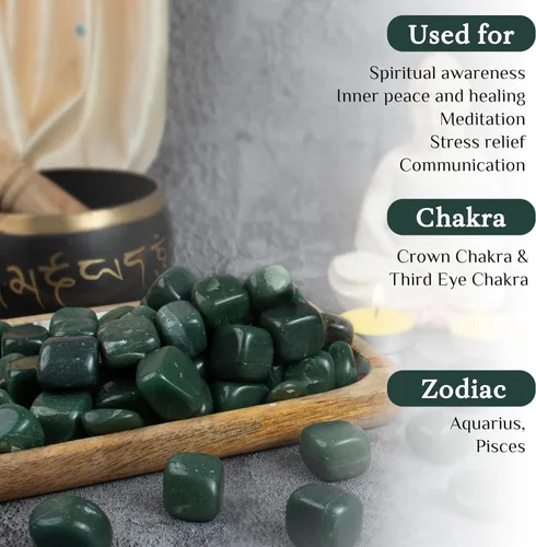 Vista 5 de BEZAVO Juego de piedras curativas de aventurina verde, 13 piezas de piedras y cristales a granel para curación, reiki, meditación, cristales