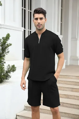 Vista 106 de FZNHQL Conjunto deportivo de moda para hombre, 2 piezas, casual, atlético, para correr, manga corta/larga, conjunto para hombre