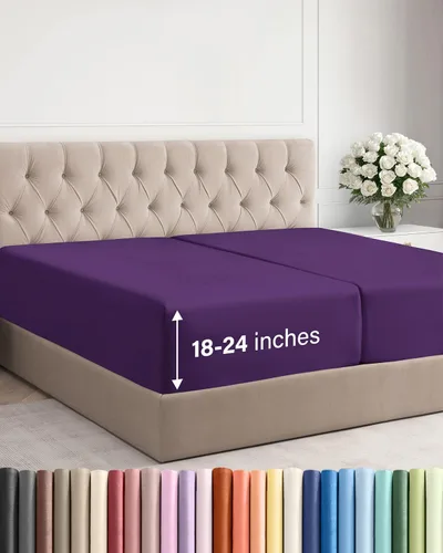 Vista 123 de Sábana bajera ajustable extra profunda Twin XL – Sábana bajera individual de lujo de hotel solamente – Se adapta fácilmente a colchones de 18 a 24