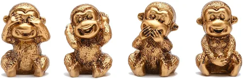 Vista 8 de Figuras de mono de resina See no Evil Hear No Evil Speak No Evil Do No Evil Juego de estatua de mono sabio, marrón, estatua de decoración