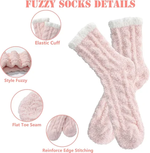 Vista 3 de ENASGLOO 6 pares de calcetines mullidas de microfibra para mujer, calcetines mullidas para dormir en invierno