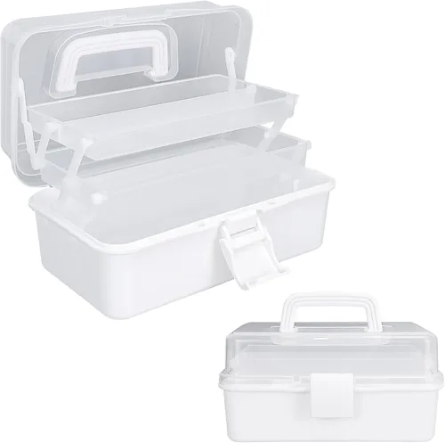 Vista 9 de Organizadores y almacenamiento de cajas de aparejos, organizadores y almacenamiento de manualidades de 10 pulgadas, caja de costura de tres capas