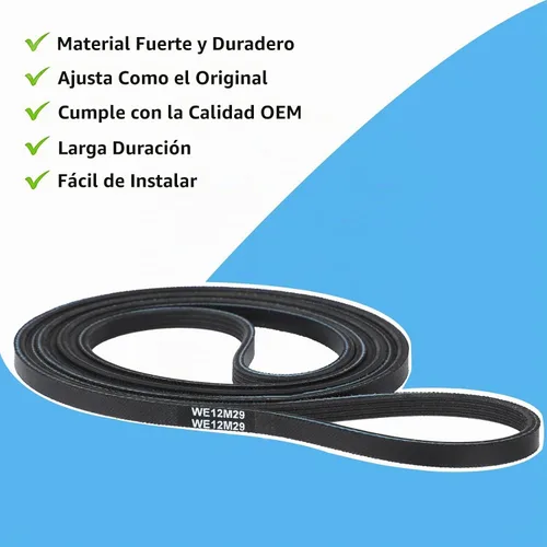 Vista 6 de WE12M29 WE03X29897 - Cinturón de secadora (89.5 pulgadas) se adapta a Whirlpool, Hotpoint, GE DryBelt Replacement, Reemplazo para correa