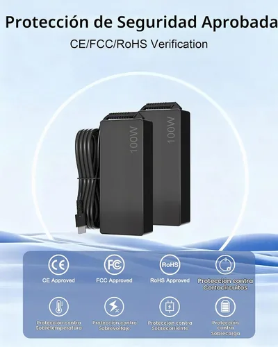 Vista 4 de Cargador universal USB-C para laptop de 100 W compatible con Lenovo, Acer, HP, Dell, MacBook, ASUS, Samsung, Google y más computadoras tipo C