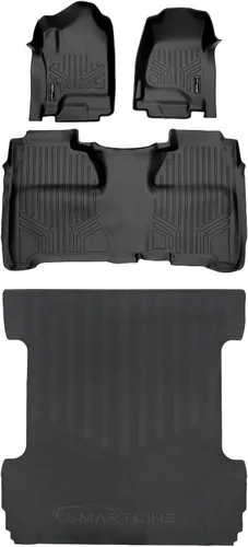 Vista 22 de SMARTLINER Juego de tapetes de piso de recubrimiento, de 2 filas, para Chevrolet Silverado 1500 2007-2013