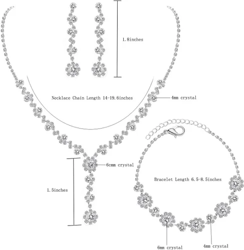 Vista 6 de UDYLGOON UDORA - Juego de collar y aretes de cristales para novia, damas de honor