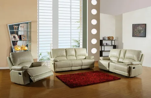 Vista 12 de Blackjack Furniture Brantley Collection - Sofá biplaza reclinable tapizado de cuero con consola, asientos acolchados de felpa con bobina Marrón