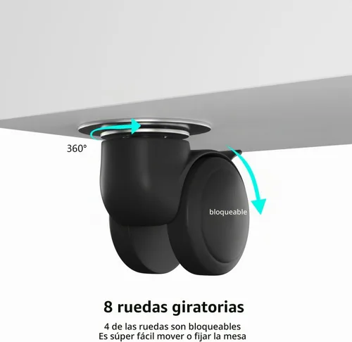 Vista 6 de Nail Tech - Escritorio de uñas para Nail Tech de 47 pulgadas, mesa de manicura con cajones/almohadilla de muñeca/ruedas bloqueables, estación