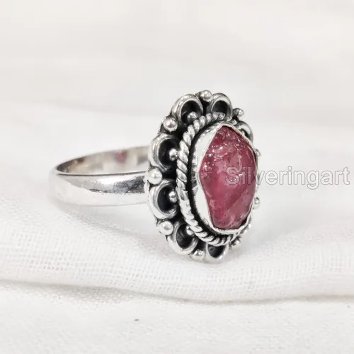 Vista 2 de AAA Natural Ruby Ring, Rough Ruby Gemstone Ring, July Birthstone, Bohemian Ring, 925 Sterling Silver, Womens Ring, Christmas, Thanksgiving