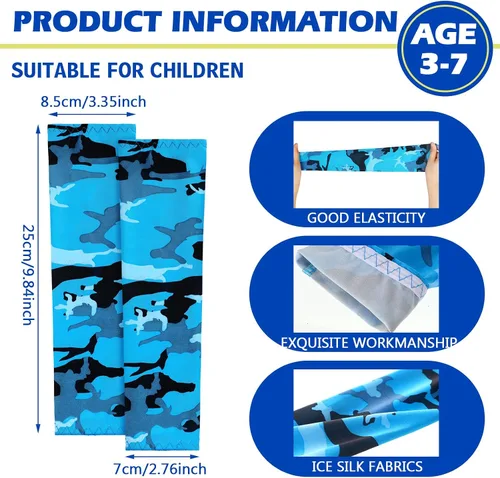 Vista 8 de Mepase 14 pares de mangas para brazos para niños, con protección UV, brazo de enfriamiento de compresión, cubierta deportiva para niños, béisbol