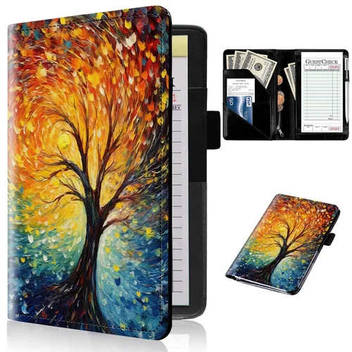 Vista 21 de Libros para servidores de 2ª generación, 5 x 9 pulgadas, para camarera con bolsillos expandibles/con cremallera, lindo libro de servir, blocs