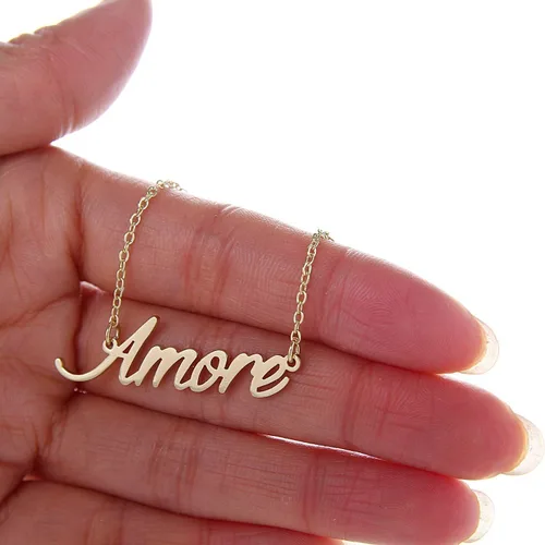 Vista 2 de HUAN XUN - Collar con nombre personalizado en plata dorada