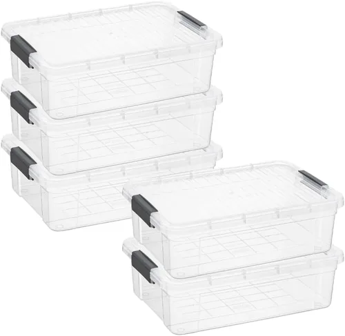 Vista 120 de Superio Mini contenedor de almacenamiento de plástico para crayón, suministros de arte y estuche de costura, organizador pequeño apilable