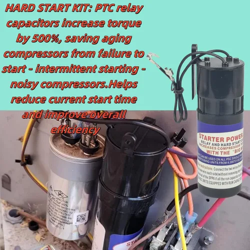 Vista 2 de Kit de arranque duro SPP6 Par de arranque 500% aumentado Ajuste universal para compresor HVAC Reemplaza TJ90HS6, AP4502872, 35702, DST-6