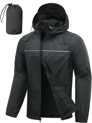 Vista 16 de SWISSWELL Mens Rain Jacket & Coats Packable Lightweight Waterproof Hooded 017-negro