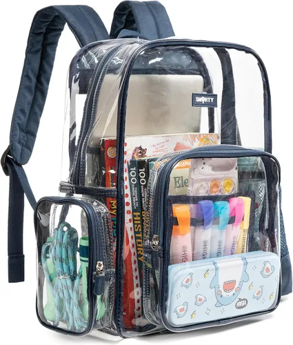 Vista 7 de J.CARP Mochila Transparente Resistente de Alta Capacidad, Bolsa Duradera y Transparente