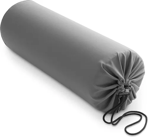 Vista 6 de Saloniture Funda de almohada cilíndrica de microfibra para cojines de mesa de masaje, 30 x 9 pulgadas con cierre de cordón, color negro