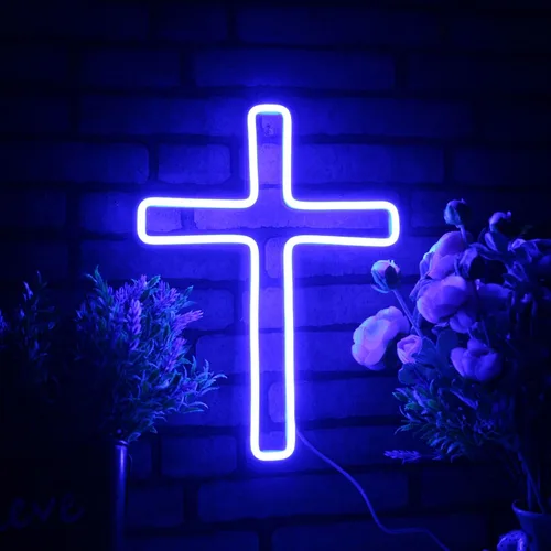 Vista 9 de ADVPRO Cruz Jesús Decoración Para El Hogar Flex Silicona LED Neon Sign - Azul - st16s33-fnu0059-b