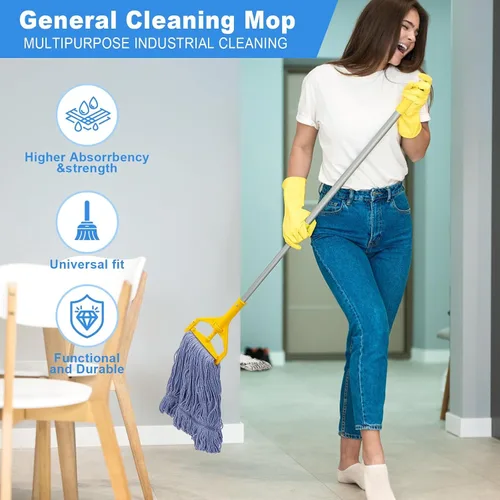 Vista 3 de General Cleaning Mop - Repuesto comercial resistente, cabezal de trapeador de alta resistencia, repuesto comercial, repuesto de cabezal de hilo