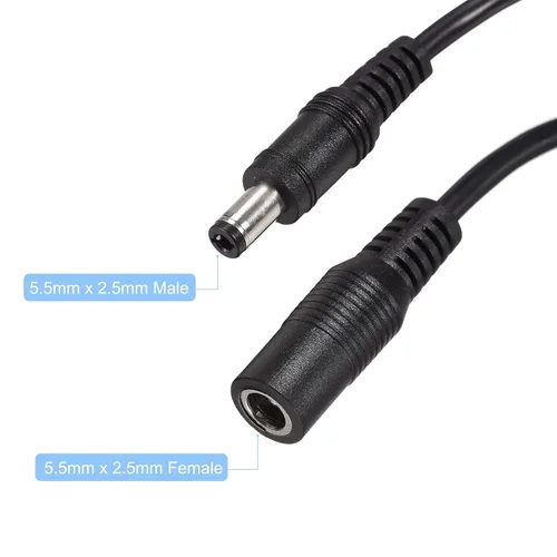 Vista 2 de MECCANIXITY Cable de CC con interruptor de encendido/apagado, 0.217 in x 0.098 in, cable de extensión CC macho a hembra, 19.7 in, negro