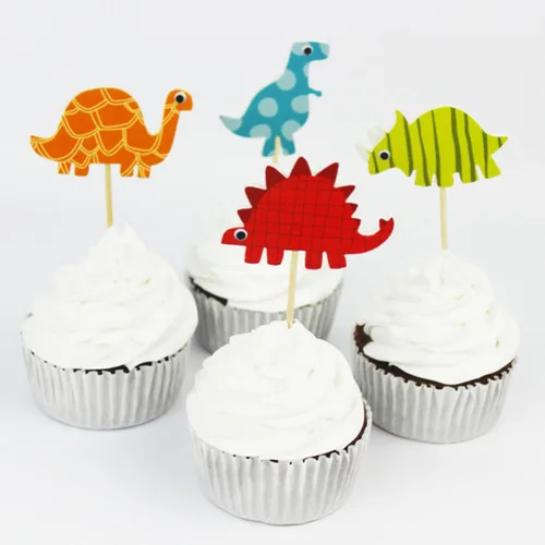Vista 6 de 96pcs Dinosaur Cake Toppers Cartoon Birthday Party Decoration Picks