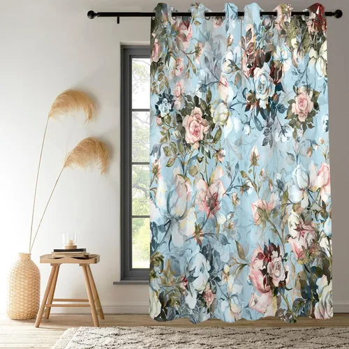Vista 30 de Renaiss Pink Cherry Patels - Cortinas opacas con aislamiento térmico de flores de cerezo japonés, cortinas de ventana de dormitorio con estampado