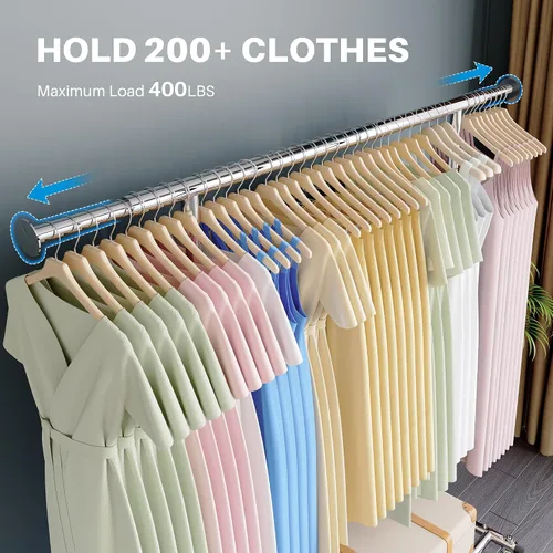 Vista 2 de HOKEEPER Perchero para ropa, percheros enrollables para colgar ropa, perchero portátil con ruedas bloqueables, perchero de ropa resistente de uso