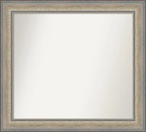 Vista 36 de Amanti Art Espejo de baño plateado para sobre el fregadero, 28 x 37 pulgadas, elegante espejo rectangular de peltre cepillado, marco de madera
