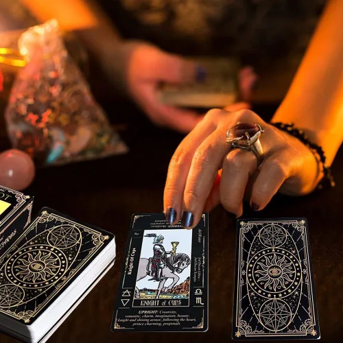 Vista 5 de SUNHHX Juego de cartas de tarot, cartas de tarot para principiantes con significados en ellas