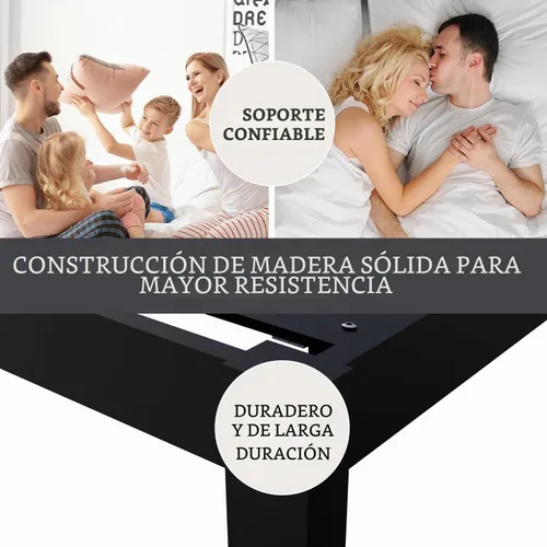 Vista 6 de Marco de cama de bambú tamaño Queen con cabecero, plataforma de cama sólida y estable con listones antideslizantes de soporte, cama alta, no Negro