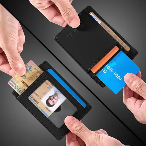 Vista 4 de Travelambo Billetera delgada con bolsillo delantero y clip para el dinero con bloqueo de identificación por radiofrecuencia, talla única