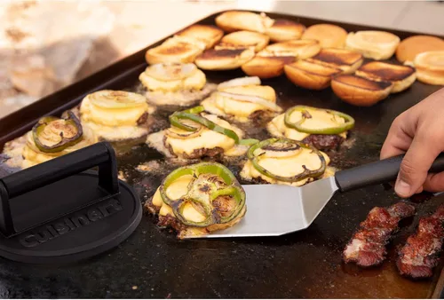 Vista 8 de Cuisinart - Prensa de hamburguesas aplastadas de hierro fundido de 6.5", prensa de parrilla redonda de borde plano para hamburguesas crujientes