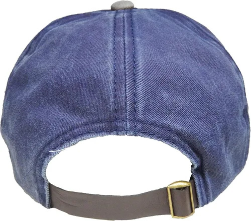 Vista 5 de Gorra de béisbol vintage con remaches de moda con letras cruzadas de algodón de mezclilla con borde deshilachado, sombrero de sol ajustable unisex