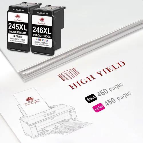 Vista 3 de Toner Kingdom Cartucho de tinta compatible 245XL 246XL de repuesto para Canon PG-245XL CL-246XL 243XL 244XL para PIXMA MX492 MX490 MG2522 MG2922