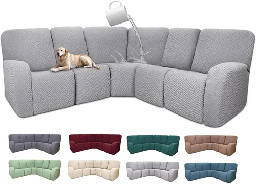 Vista 116 de Fundas de sofá reclinable seccional 100% impermeables para sofá reclinable en forma de L, funda de sofá modular de esquina en forma de L, fundas