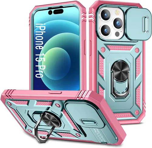 Vista 25 de Funda para iPhone 14, a prueba de golpes, resistente a los impactos, con lente deslizante protectora para iPhone 14 (6.1 pulgadas) (azul)