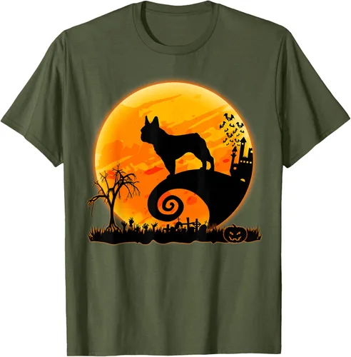 Vista 90 de Camiseta divertida de disfraz de Halloween para perro y luna de Bulldog francés, Negro, S