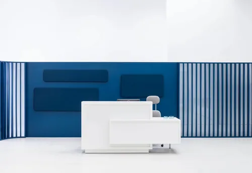 Vista 3 de FORO - Escritorio de recepción, mostrador zurdo, Compilancia ADA, blanco brillante + blanco