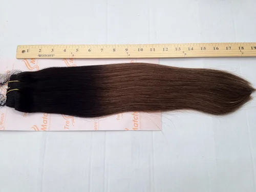 Vista 3 de Tressmatch 16 pulgadas (18 pulgadas) Remy extensiones de cabello humano clip en ombre apagado Negro/Medio/Castaña café Full Head Volumen Set 9