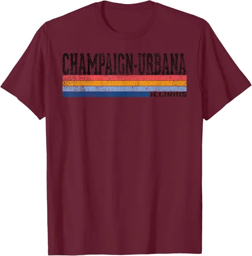 Vista 16 de clásico 1980s estilo champaign-urbana Illinois T Shirt, hombre 2XL, Blanco