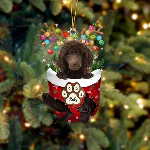Vista 193 de Adornos personalizados de Pug cervatillo – Decoración personalizada para árbol de Navidad con patas de bolsillo de nieve