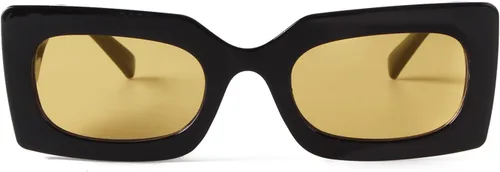 Vista 3 de GIFIORE Gafas de sol rectangulares retro de los años 90 para mujer, gafas gruesas de moda, marco negro y rosa