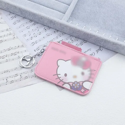 Vista 5 de G-Ahora Cartera de anime para mujeres y niñas, monedero de anime, tarjetero con cordón, Gatito C, Cartera novedosa