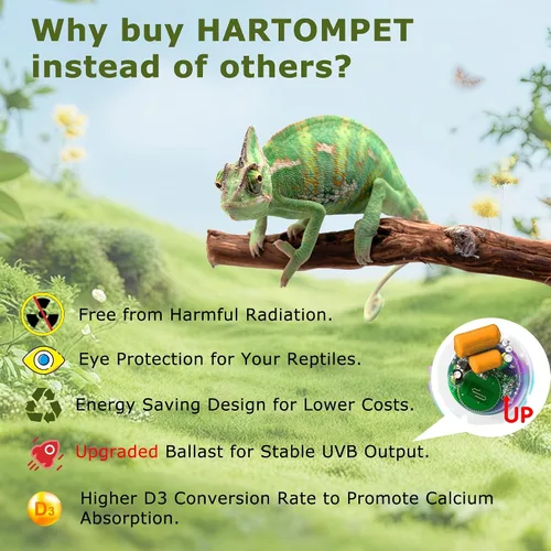 Vista 8 de HARTOMPET 5.0 UVB Reptile Light 26W, Compact Tropical Terrarium Lamp, Coil UVB Bulb for Chameleons, Iguanas, Turtles, Rainforest Tanks & Reptile