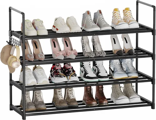 Vista 10 de Zapatero de 3 niveles, organizador de zapatos resistente, estante de almacenamiento de zapatos, perfecto para entrada de puerta delantera, armario