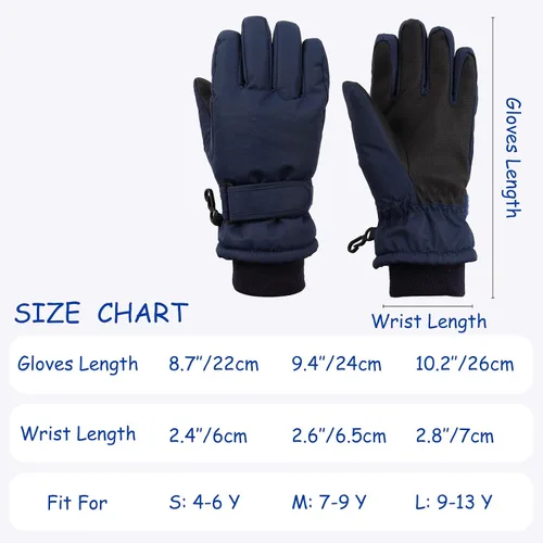 Vista 6 de JANGANNSA Guantes de esquí de invierno para niños y niñas, guantes de nieve para clima frío, guantes de esquí y snowboard impermeables con forro