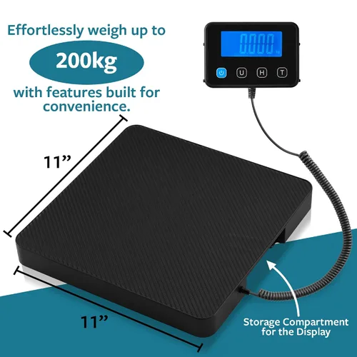 Vista 2 de Báscula de envío digital, báscula postal, 220 libras, 0.1 oz, pantalla remota Backlit LCD, Hold and Tare, Postage Mail Scale for Packages, Small