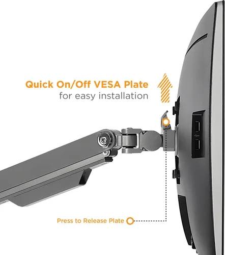 Vista 8 de Mount-It! Soporte de escritorio para monitor dual con puertos USB 3.0, soporte de monitor dual de movimiento completo para 2 pantallas de hasta 32
