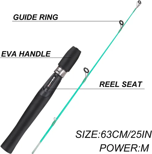 Vista 3 de Combo de caña y carrete para pesca en hielo Sougayilang, kit completo de equipo de pesca en hielo, incluye jig de hielo y accesorios para pesca