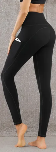 Vista 7 de PHISOCKAT Paquete de 2 pantalones de yoga de cintura alta con bolsillos, leggings de control de abdomen, leggings de yoga elásticos en 4 direcciones